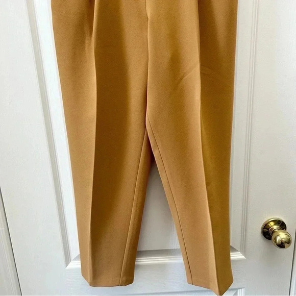 Topshop Betty Peg Trousers High Waisted Cropped Paperbag Pants Tan Camel Size 4 - Picture 8 of 16